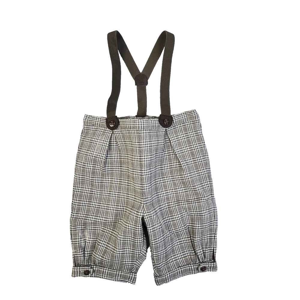 Janie And Jack Suspender Knikers Baby 12 - 18 Mos Brown Short Pants Party Retro